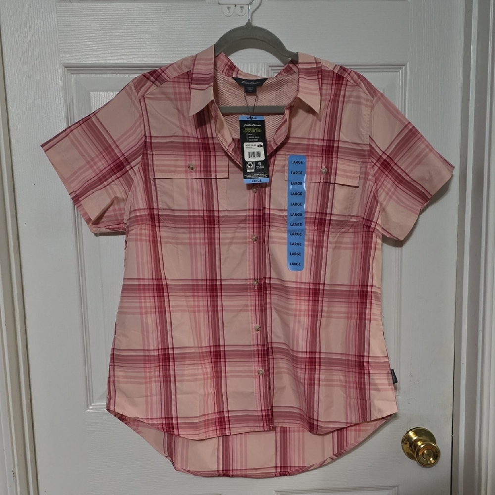 Eddie Bauer Red and Pink Checkered Shirt
